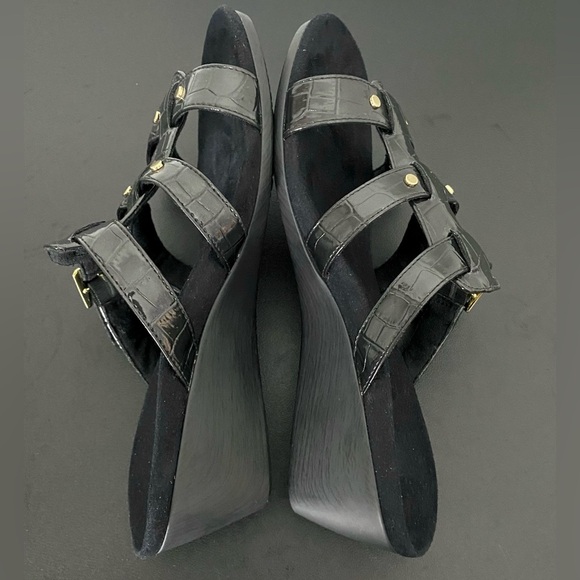 Vionic Triple Adjustable Strap Wedge Sandals Radia Slip On Slides Like New - Picture 8 of 12